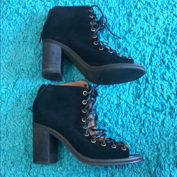 Jeffrey Campbell Sandals Bootie Heels Cors Suede Leather Lace-Up size 6.5 - Picture 4 of 8